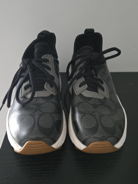 Coach Shoes - Coach Kids Black Signature Logo Lace-Up Sneakers
